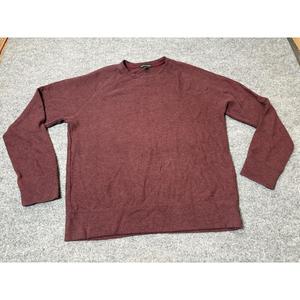 Banana Republic Sweater Mens L Red Knit Crew Neck Long Sleeve Cotton Pullover